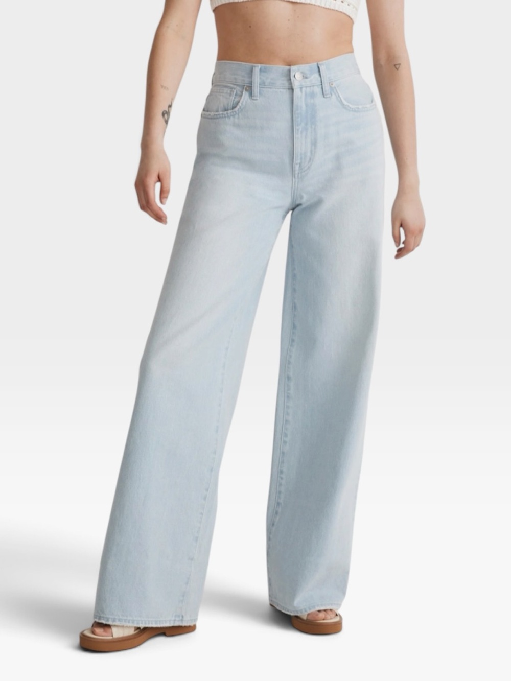 Madewell | Superwide-Leg Jeans Lafontaine Wash 100% Rigid Cotton Sz 28 EUC - Picture 2 of 15